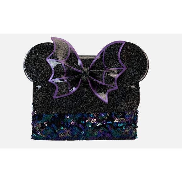 Loungefly Disney Minnie Mouse Spiderweb Sequin Flap Wallet Exclusive NWT - Picture 2 of 8